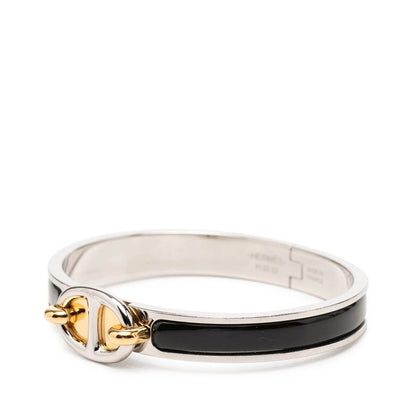 Hermes Mini Click Chaine D'ancre Bracelet Silver Black Metal Enamel — view 2