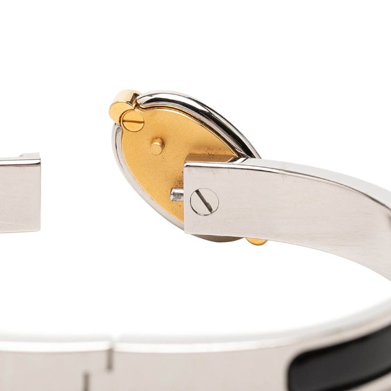 Hermes Mini Click Chaine D'ancre Bracelet Silver Black Metal Enamel — view 4