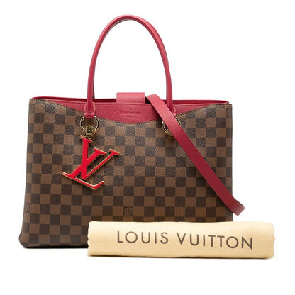 Louis Vuitton Damier LV Riverside 2-Way Shoulder Bag Brown Riduvant Leather — view 8