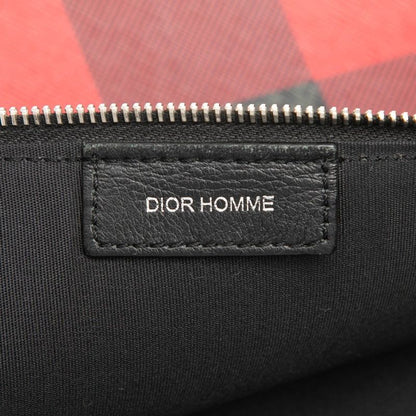 Dior Homme Trotter Check Clutch Red Black Gray Leather — view 5