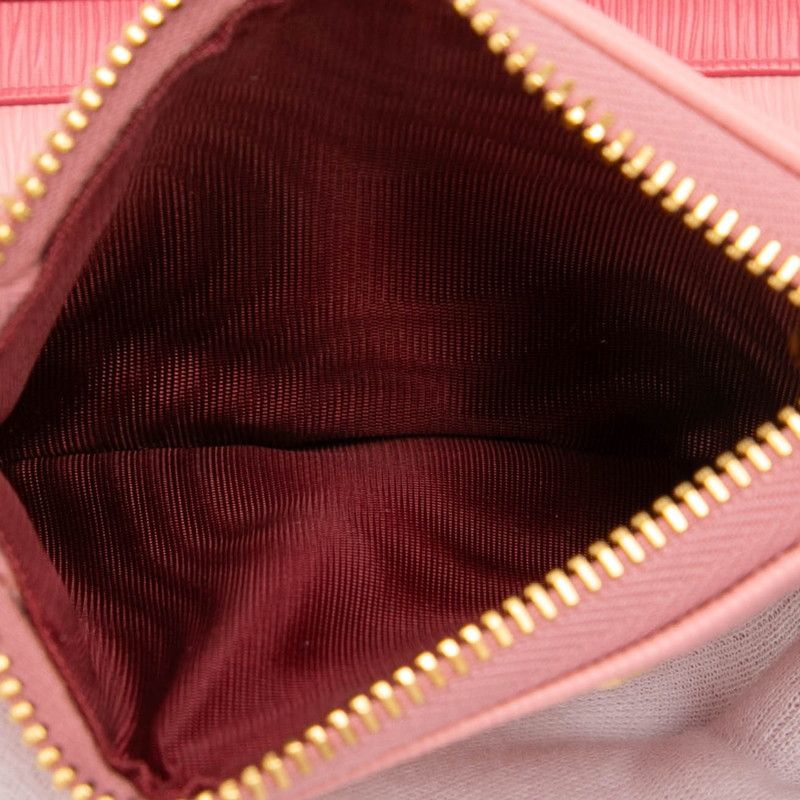 Prada Logo Bifold Wallet Compact Pink Leather — view 5