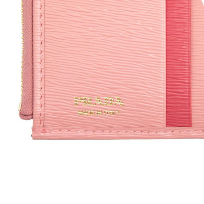 Prada Logo Bifold Wallet Compact Pink Leather — view 6