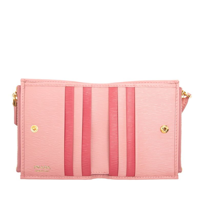 Prada Logo Bifold Wallet Compact Pink Leather — view 4