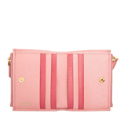 Prada Logo Bifold Wallet Compact Pink Leather — view 4