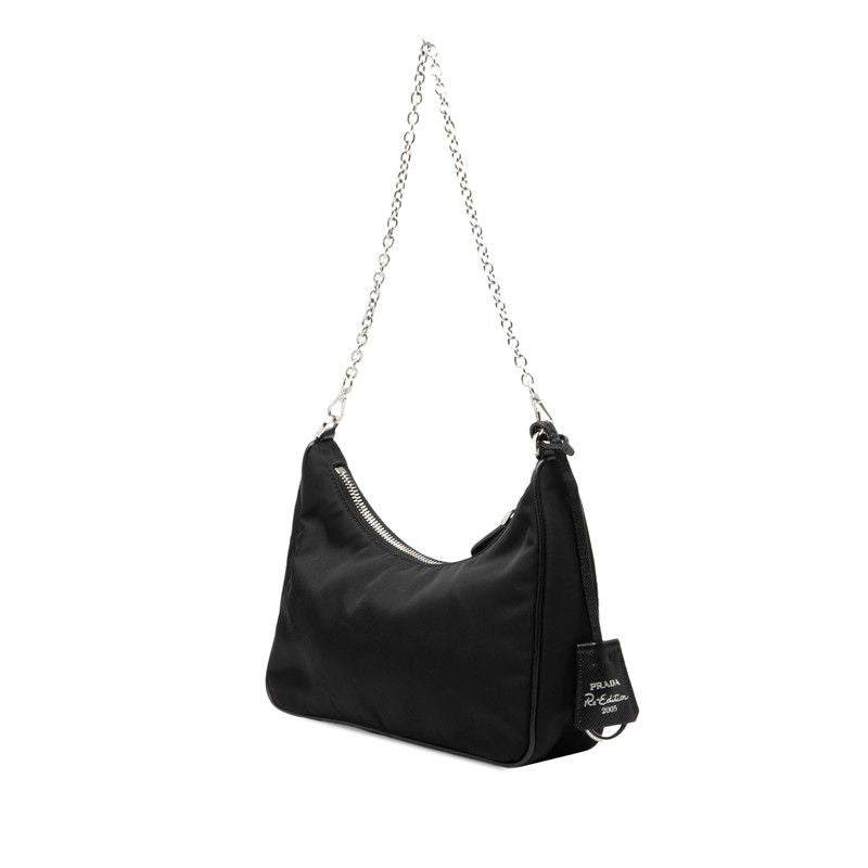 Prada Re Edition Chain 2-Way Shoulder Bag Black Nylon Leather — view 2