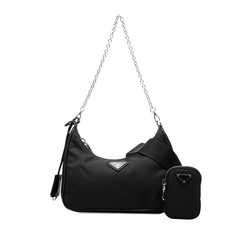 Prada Re Edition Chain 2-Way Shoulder Bag Black Nylon Leather — view 6