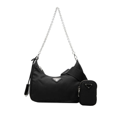 Prada Re Edition Chain 2-Way Shoulder Bag Black Nylon Leather — view 6