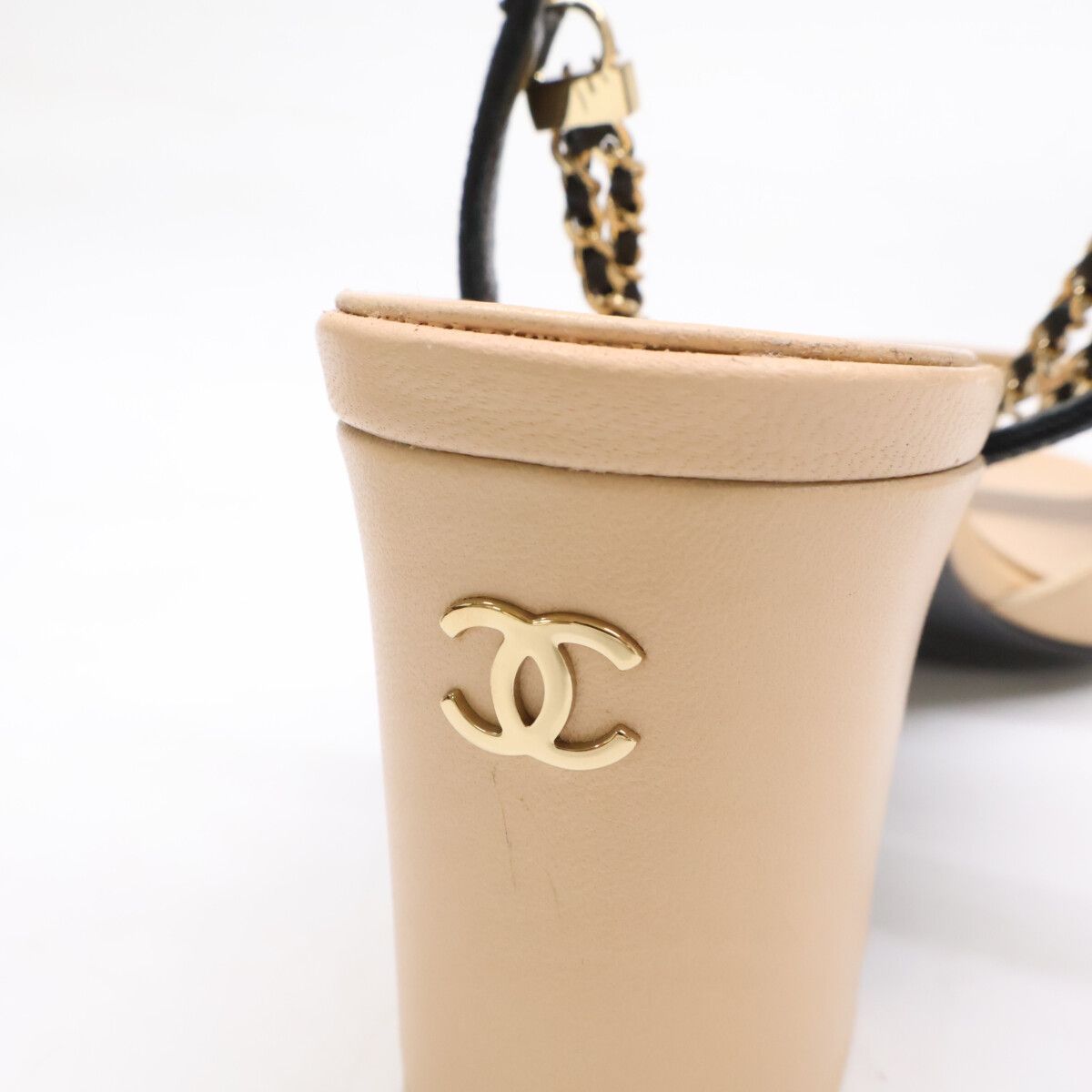 Chanel CC Logo Ankle Strap Double Strand Chain Mules — view 8