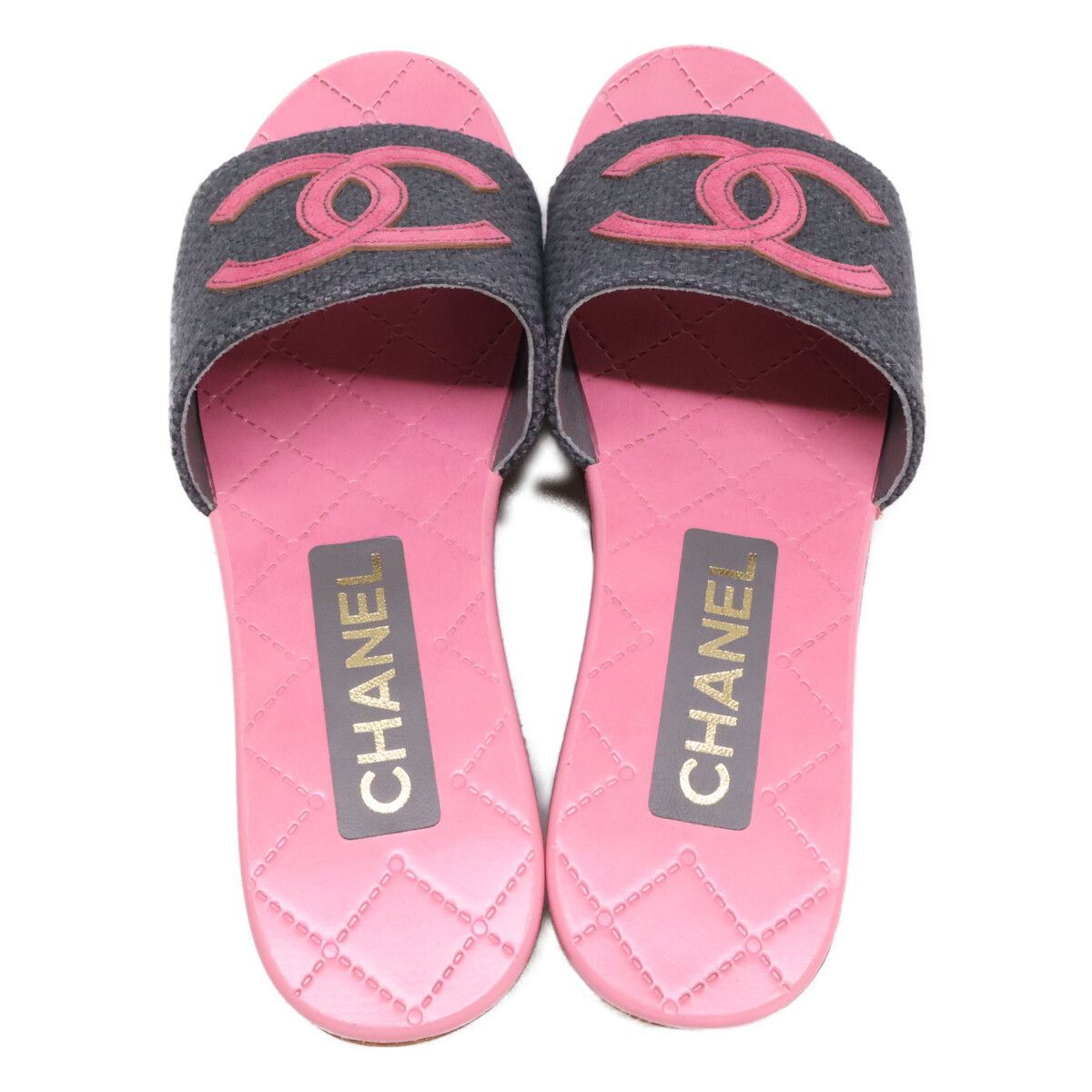 Chanel CC Logo Wood Sole Quilted Sandals — view 5
