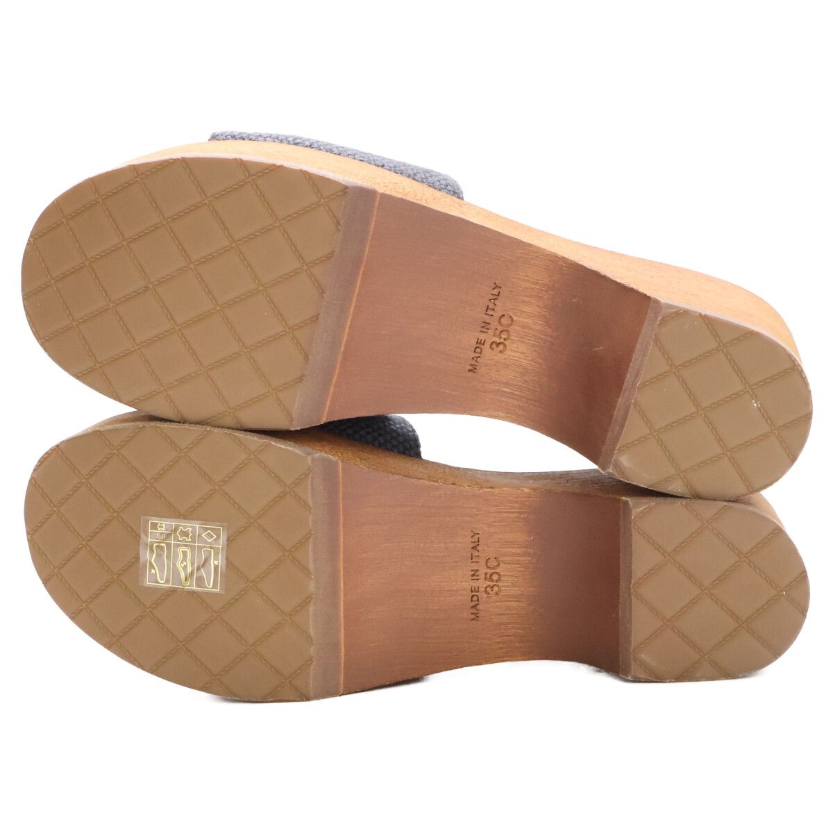 Chanel CC Logo Wood Sole Quilted Sandals — view 6