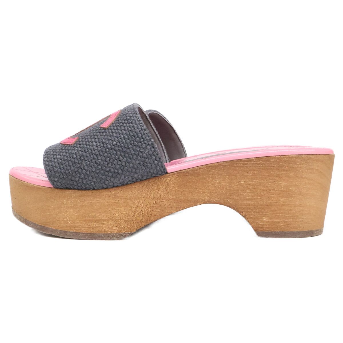 Chanel CC Logo Wood Sole Quilted Sandals — view 2