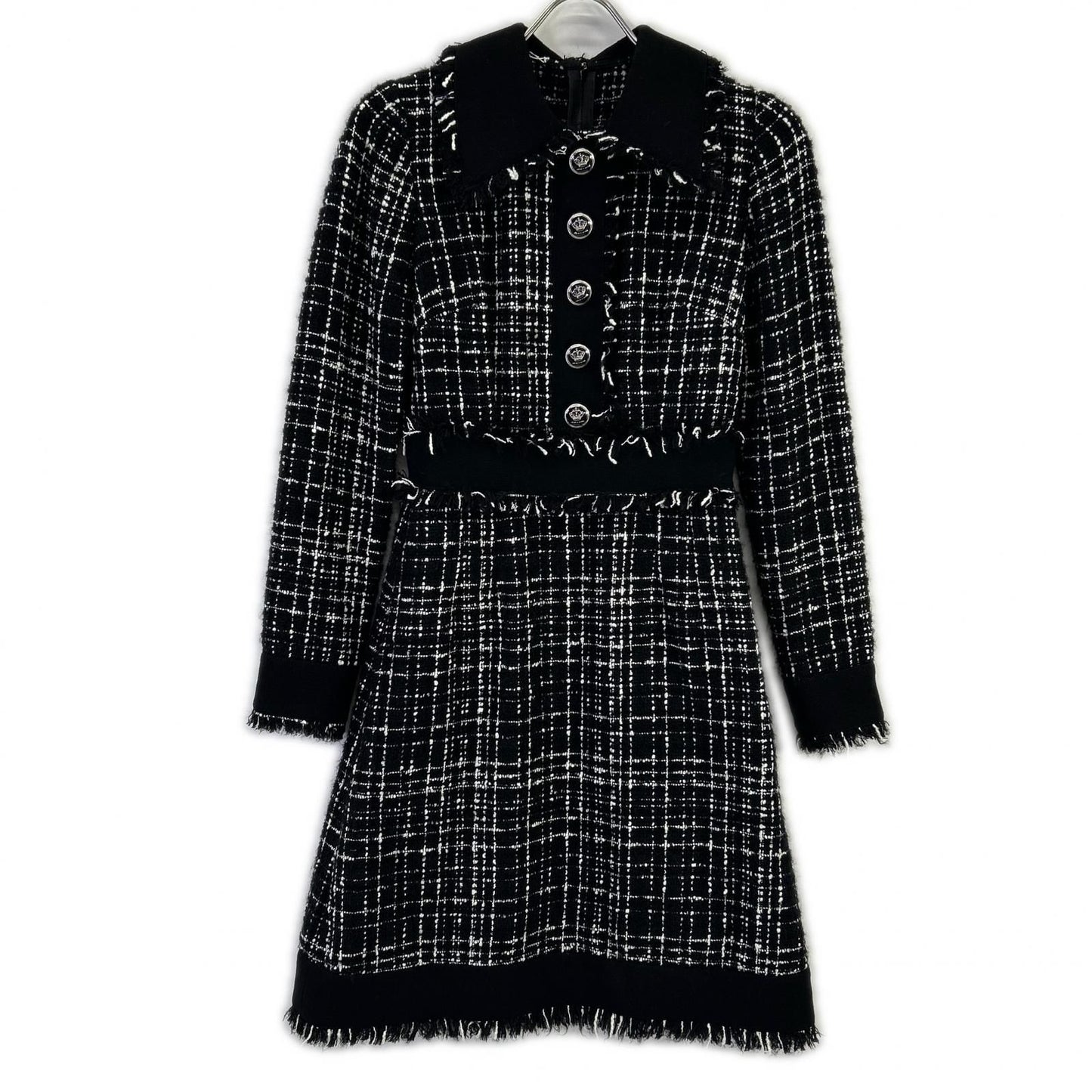 Dolce & Gabbana Black Button Tweed Dress 38
