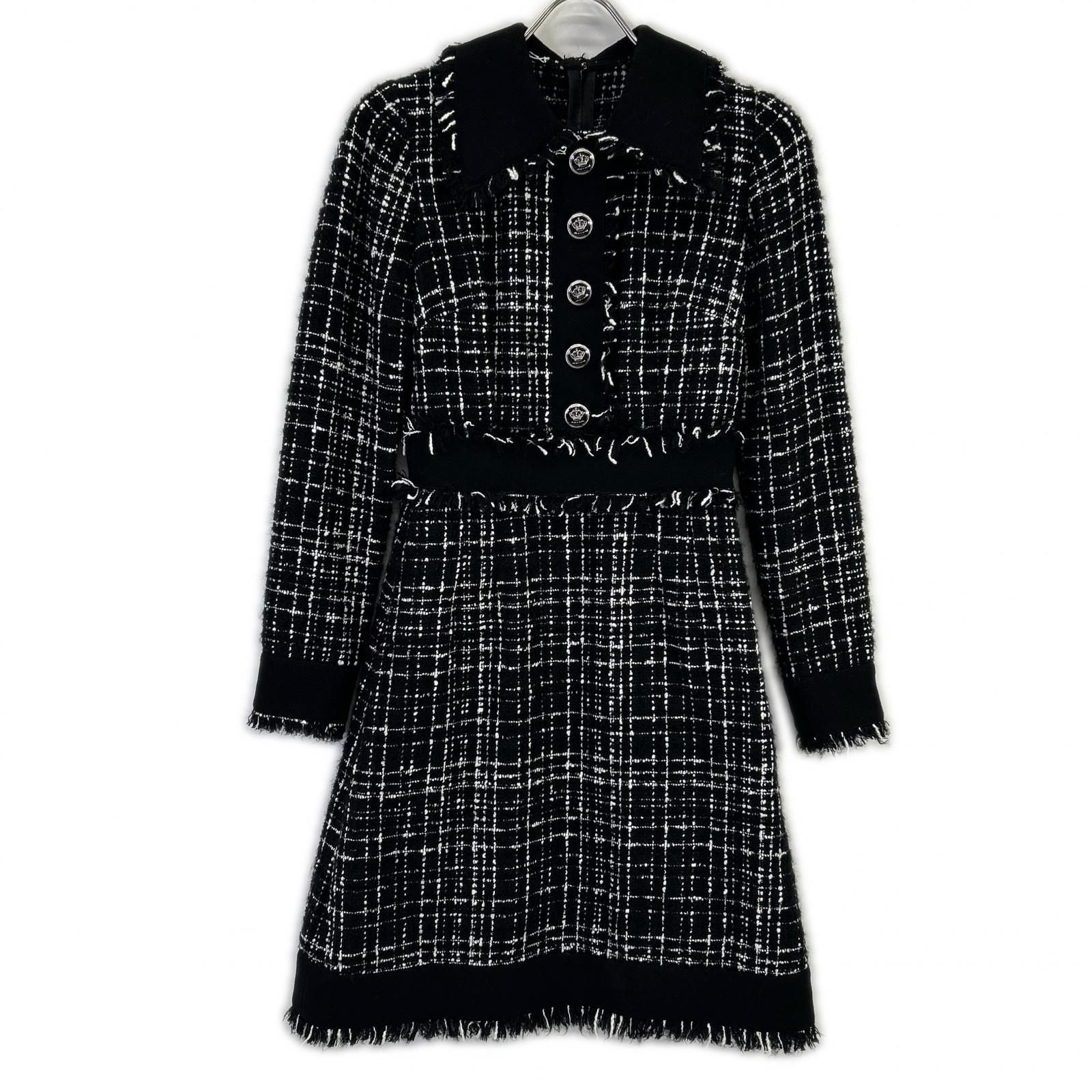 Dolce & Gabbana Black Button Tweed Dress 38