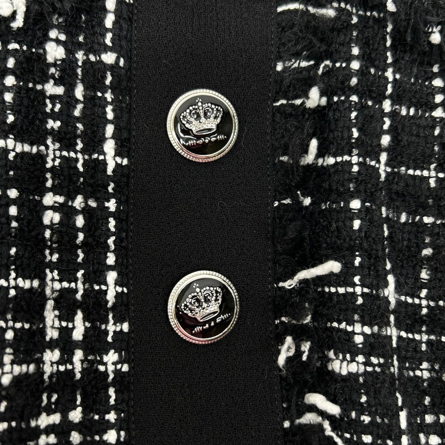 Dolce & Gabbana Black Button Tweed Dress 38 — view 7