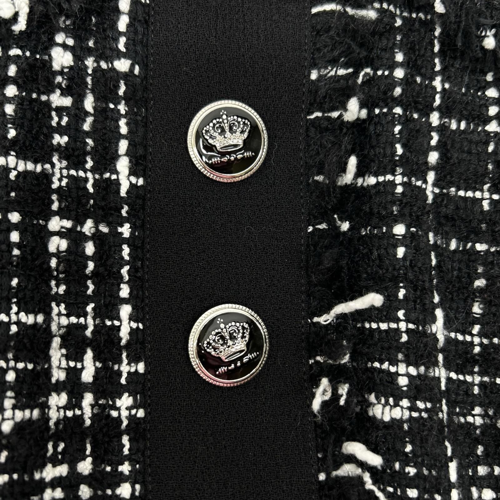 Dolce & Gabbana Black Button Tweed Dress 38 — view 7