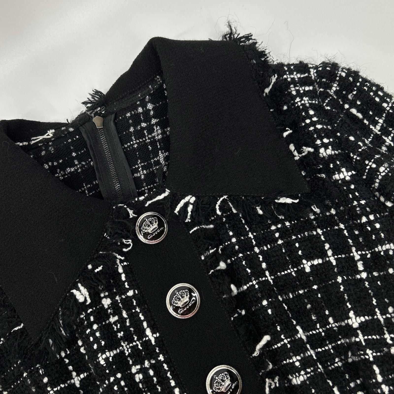 Dolce & Gabbana Black Button Tweed Dress 38 — view 6