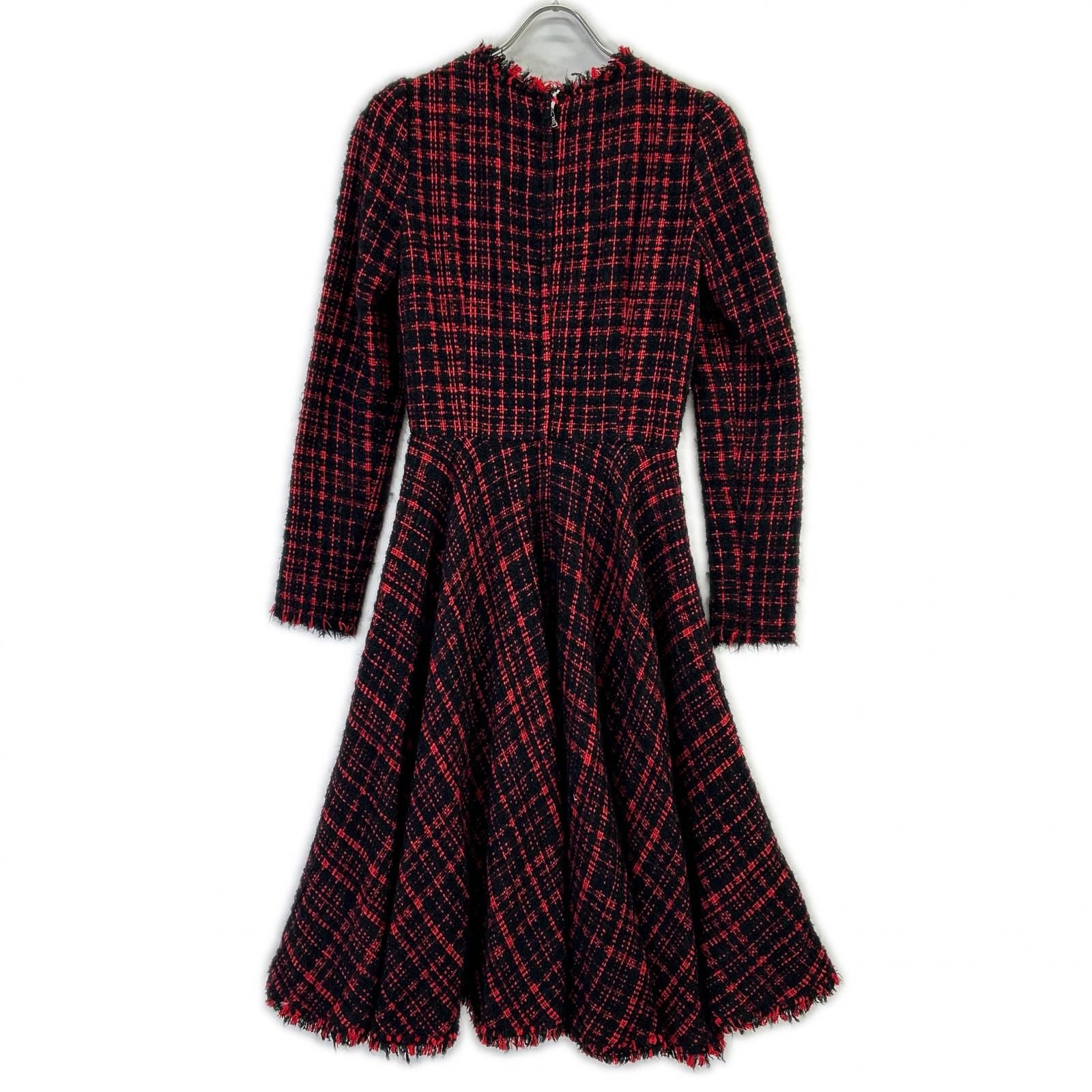Dolce & Gabbana Red Black Tweed Dress 38 — view 2