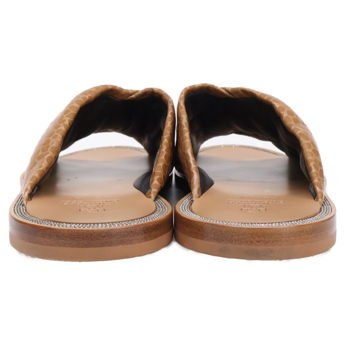 Brunello Cucinelli Leather Moniere Decoration Cross Sandals — view 3