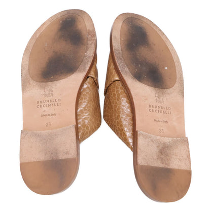 Brunello Cucinelli Leather Moniere Decoration Cross Sandals — view 6