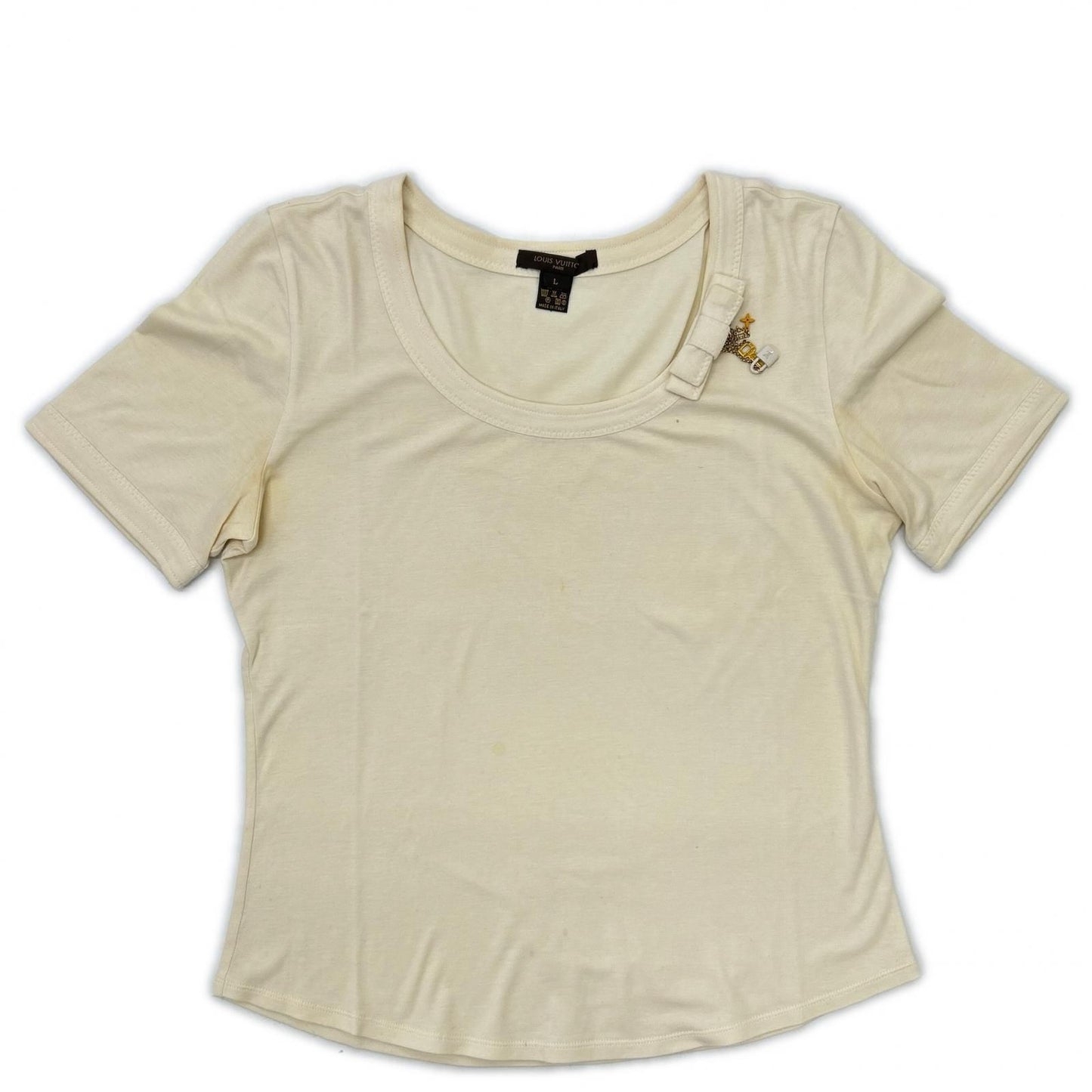Louis Vuitton Ivory Ribbon Cotton Short Sleeve