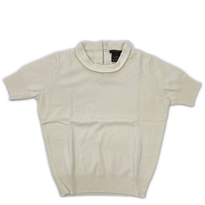 Louis Vuitton White Wool Cashmere Back Button Short Sleeve Knit Sweater