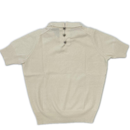 Louis Vuitton White Wool Cashmere Back Button Short Sleeve Knit Sweater — view 2