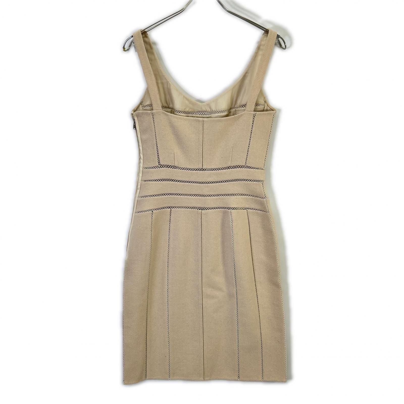 Louis Vuitton Beige Wool Mohair Cami Dress — view 2
