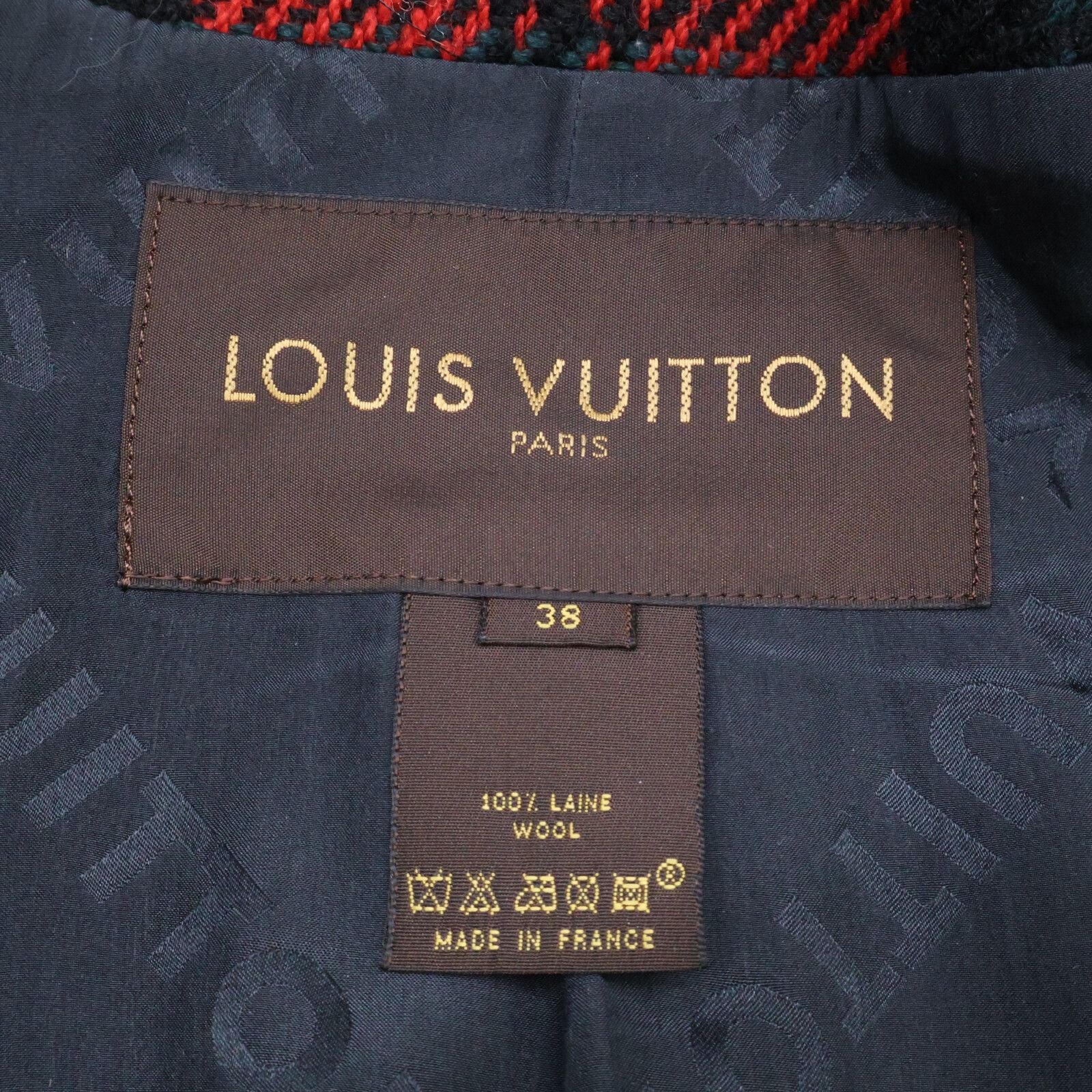 Louis Vuitton Collection Fitch Wool Check Belt Long Coat 38 — view 5