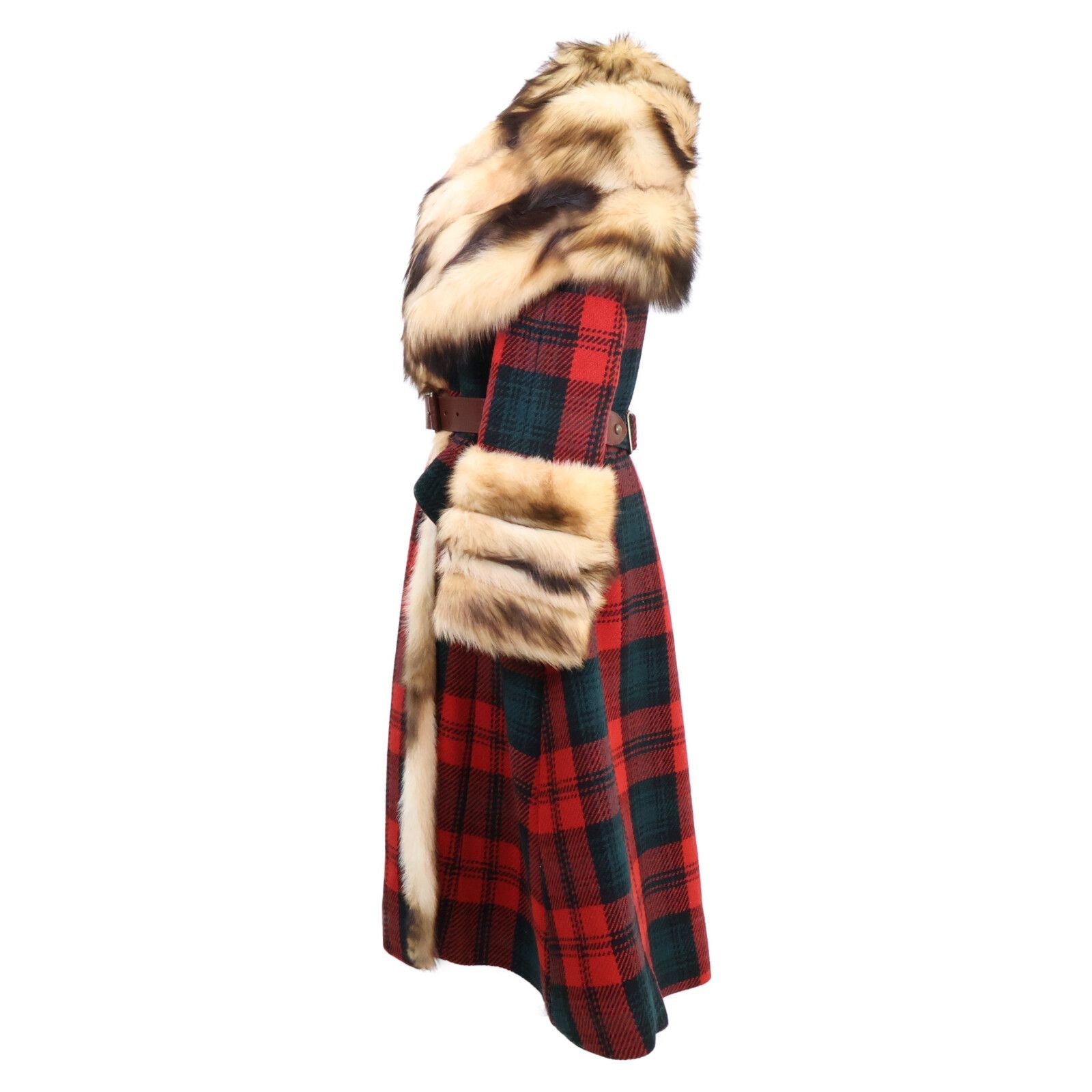 Louis Vuitton Collection Fitch Wool Check Belt Long Coat 38 — view 3