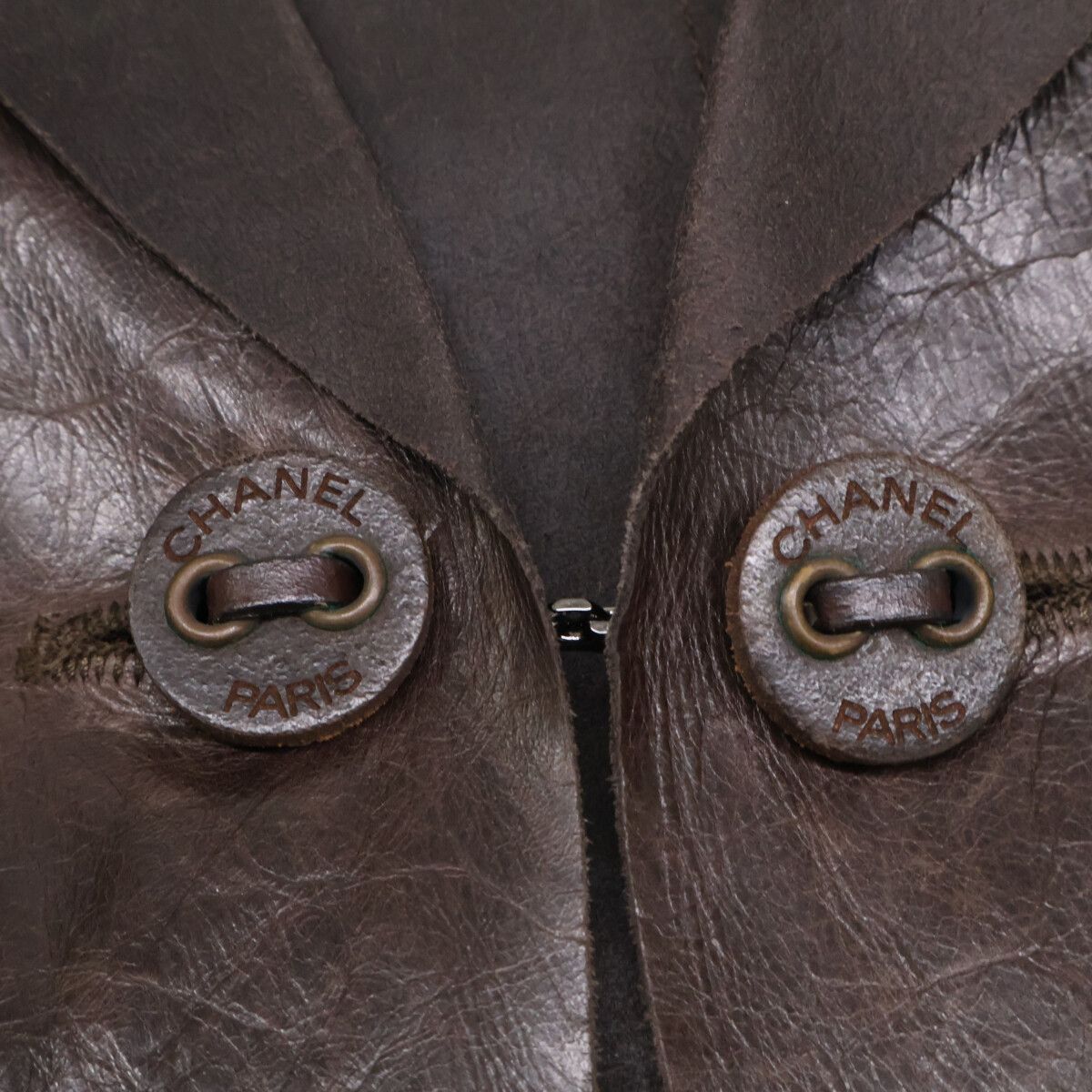 Chanel Brown Calfskin Leather Jacket 40 — view 8