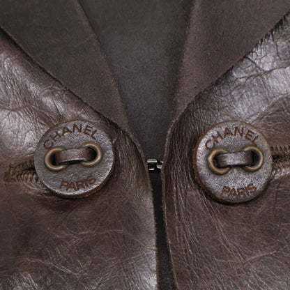 Chanel Brown Calfskin Leather Jacket 40 — view 8