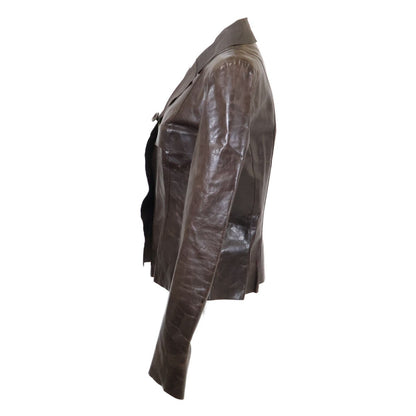 Chanel Brown Calfskin Leather Jacket 40 — view 3