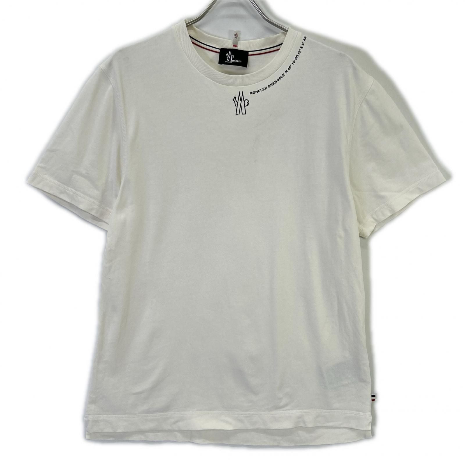 Moncler Grenoble White Neck Logo Short Sleeve T-Shirt