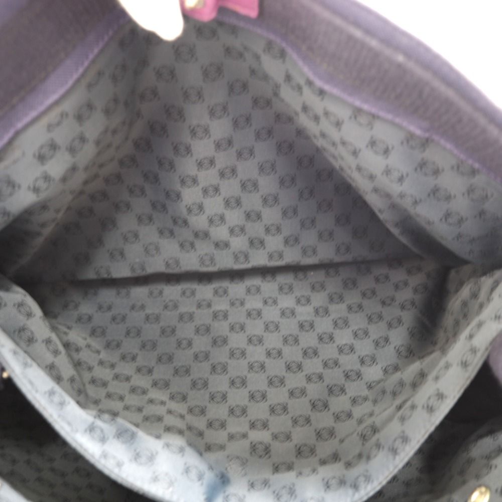 Loewe Anagram Voyager Logo Button Tote Purple — view 8