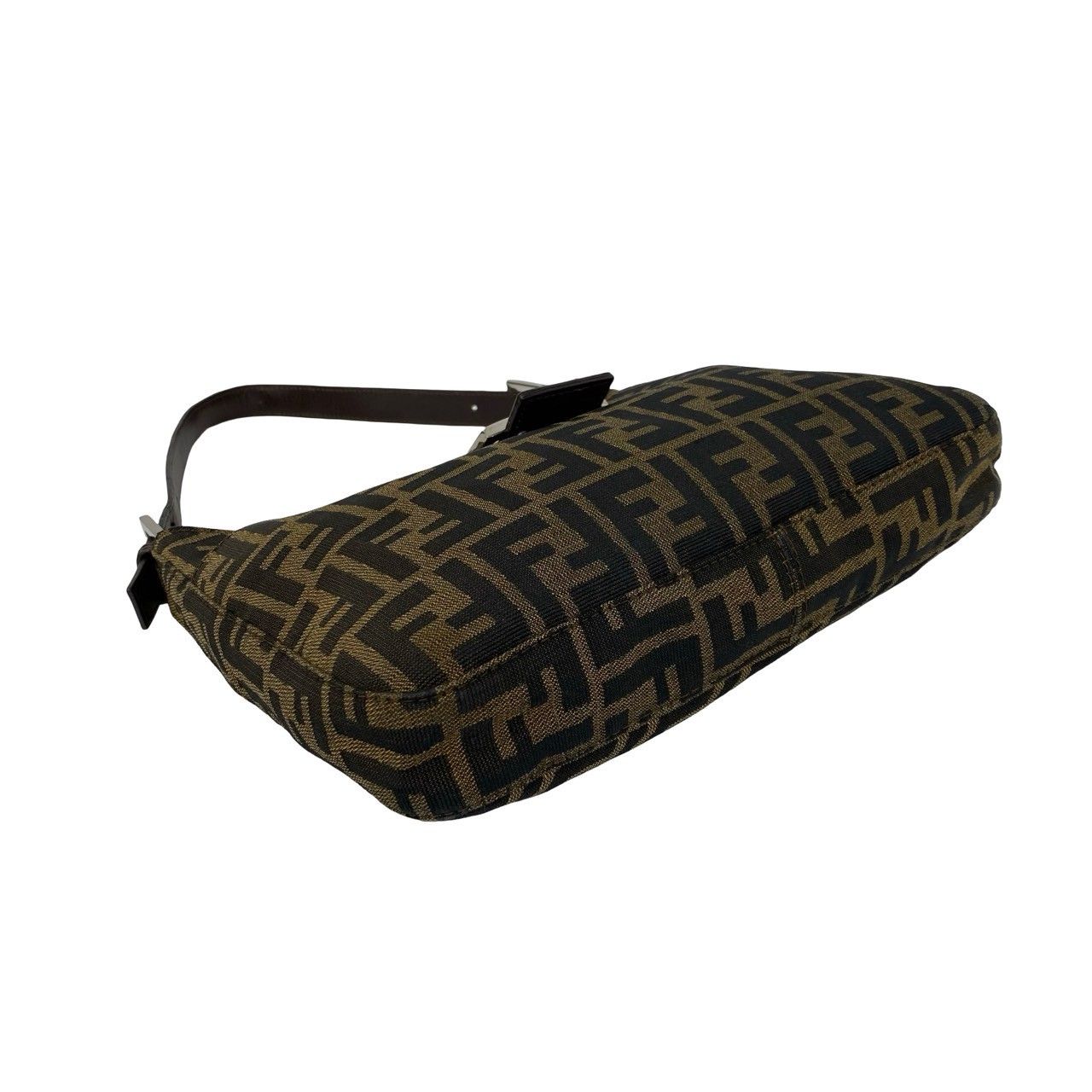 Fendi Zucca FF Pattern Logo Canvas Leather Shoulder Bag Brown Black — view 7