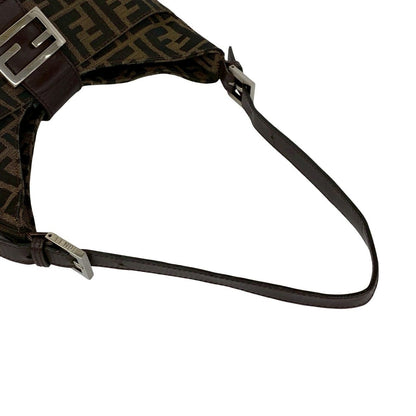 Fendi Zucca FF Pattern Logo Canvas Leather Shoulder Bag Brown Black — view 4
