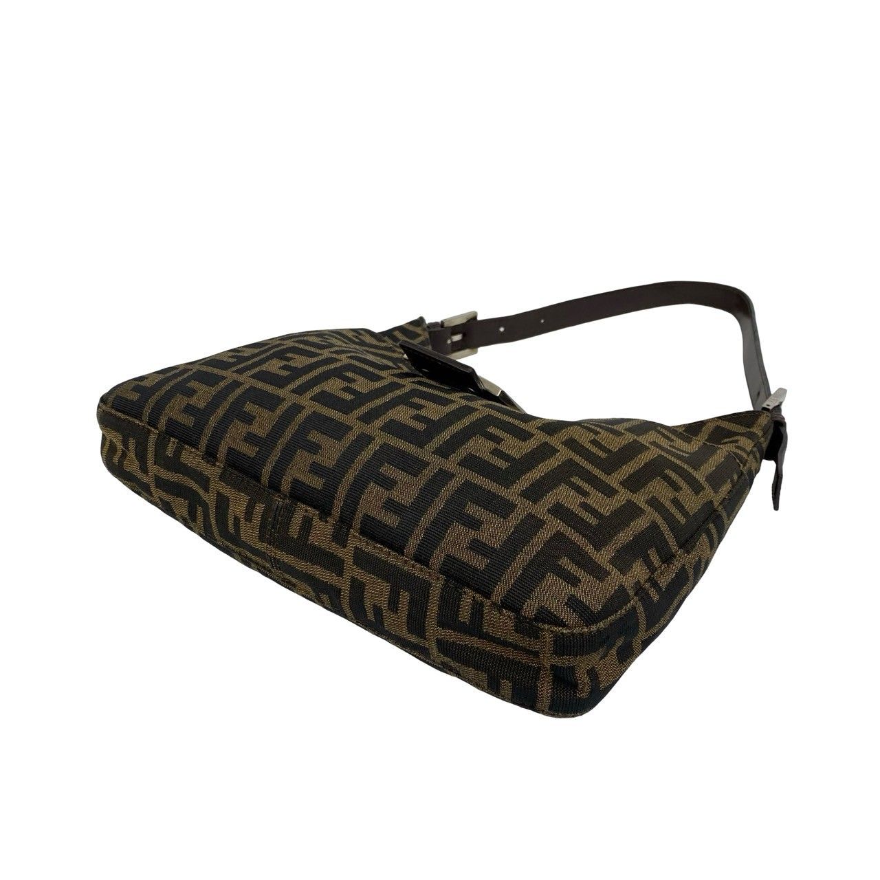 Fendi Zucca FF Pattern Logo Canvas Leather Shoulder Bag Brown Black — view 8