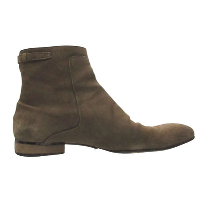 Louis Vuitton Boots Suede Leather Back Zip LV Logo Ankle Strap Shoes Brown 8.5 — view 2