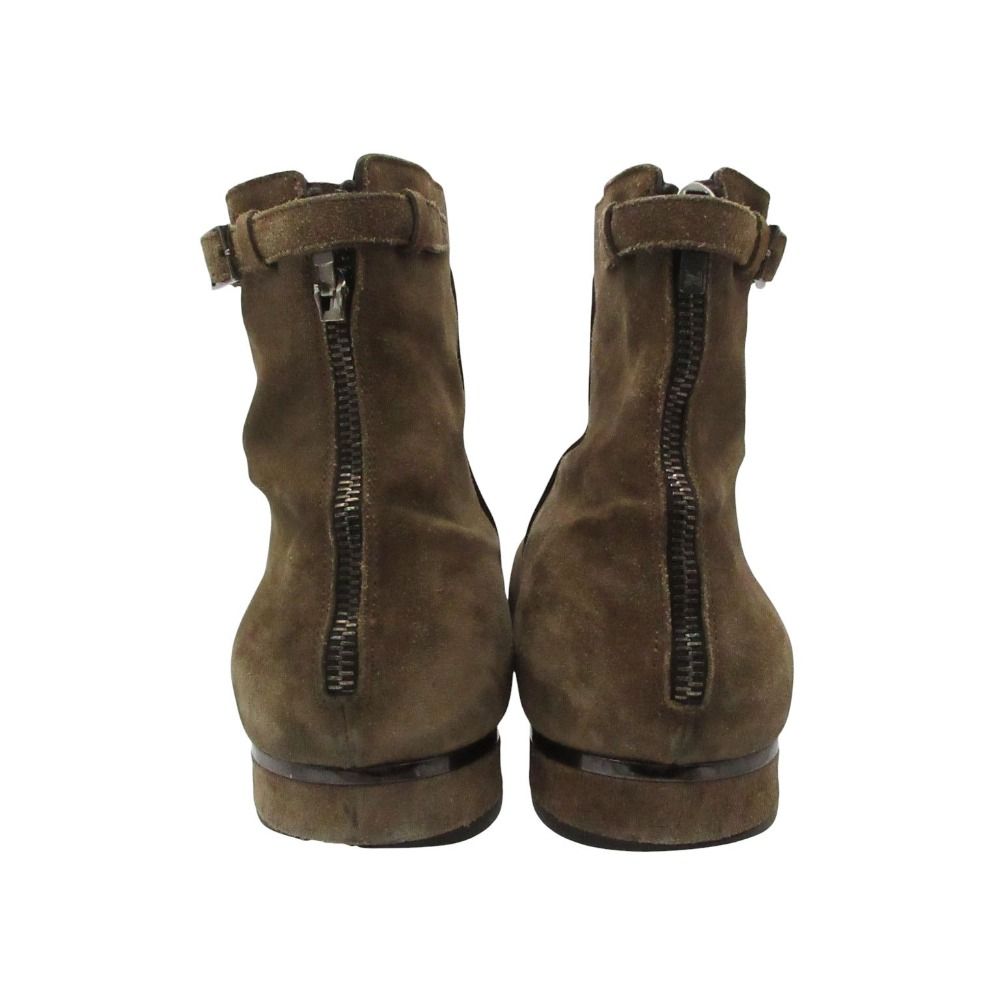 Louis Vuitton Boots Suede Leather Back Zip LV Logo Ankle Strap Shoes Brown 8.5 — view 4