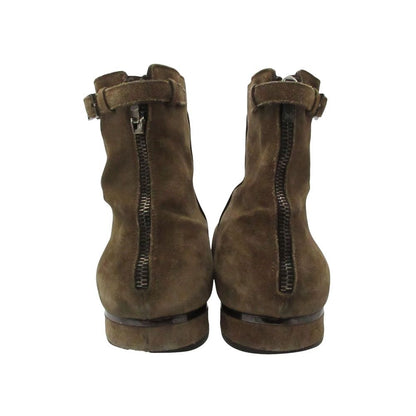 Louis Vuitton Boots Suede Leather Back Zip LV Logo Ankle Strap Shoes Brown 8.5 — view 4
