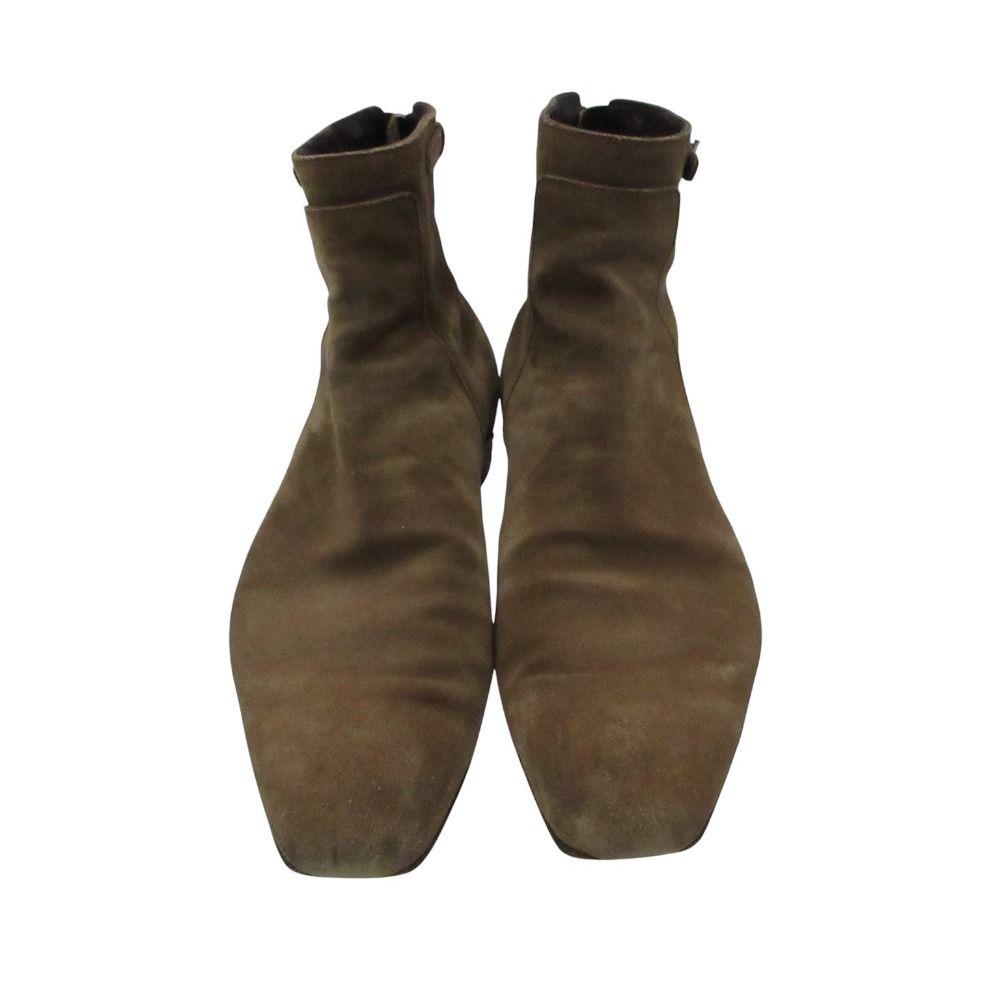 Louis Vuitton Boots Suede Leather Back Zip LV Logo Ankle Strap Shoes Brown 8.5 — view 3