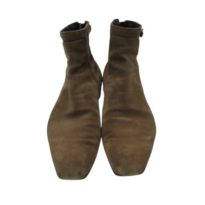 Louis Vuitton Boots Suede Leather Back Zip LV Logo Ankle Strap Shoes Brown 8.5 — view 3