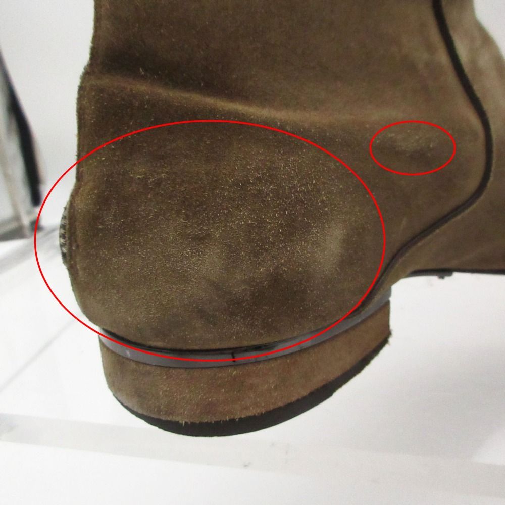 Louis Vuitton Boots Suede Leather Back Zip LV Logo Ankle Strap Shoes Brown 8.5 — view 7