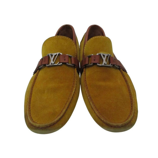 Louis Vuitton Loafers Hockenheim Line LV Logo Bit Driving Shoes Slip on Yellow