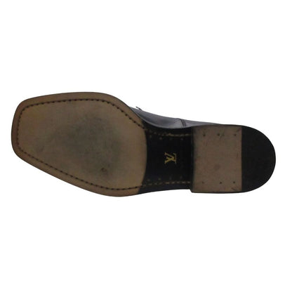Louis Vuitton Dress Shoes Square Toe Outer Feather Lace Up Leather Black 6.5 — view 5