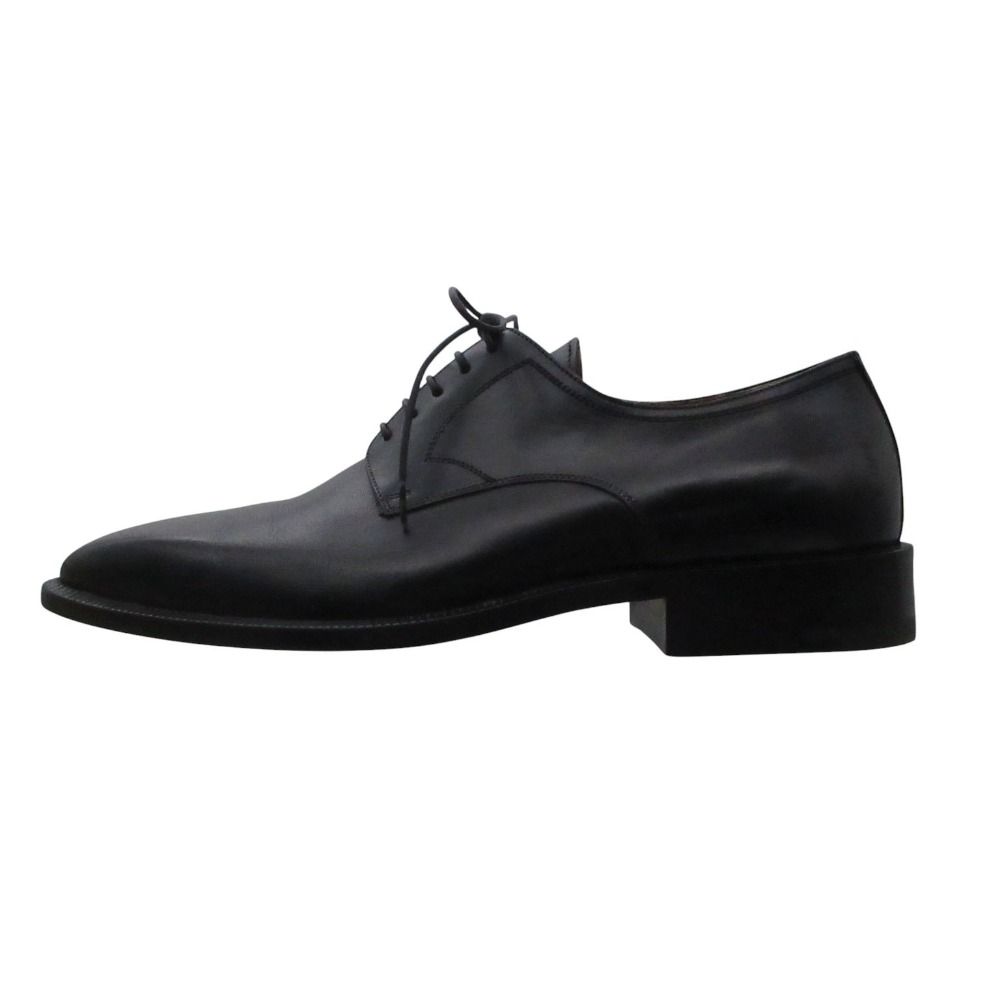 Louis Vuitton Dress Shoes Square Toe Outer Feather Lace Up Leather Black 6.5
