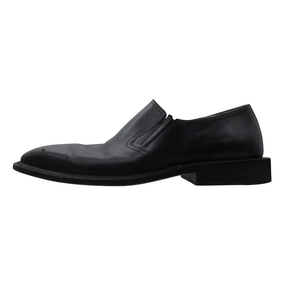 Louis Vuitton Slip on Leather Loafers Shoes Side Gore Square Toe Black 6