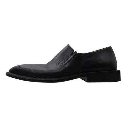 Louis Vuitton Slip on Leather Loafers Shoes Side Gore Square Toe Black 6
