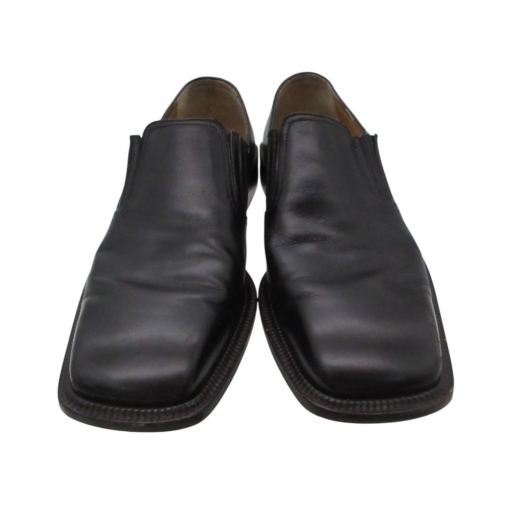 Louis Vuitton Slip on Leather Loafers Shoes Side Gore Square Toe Black 6 — view 3