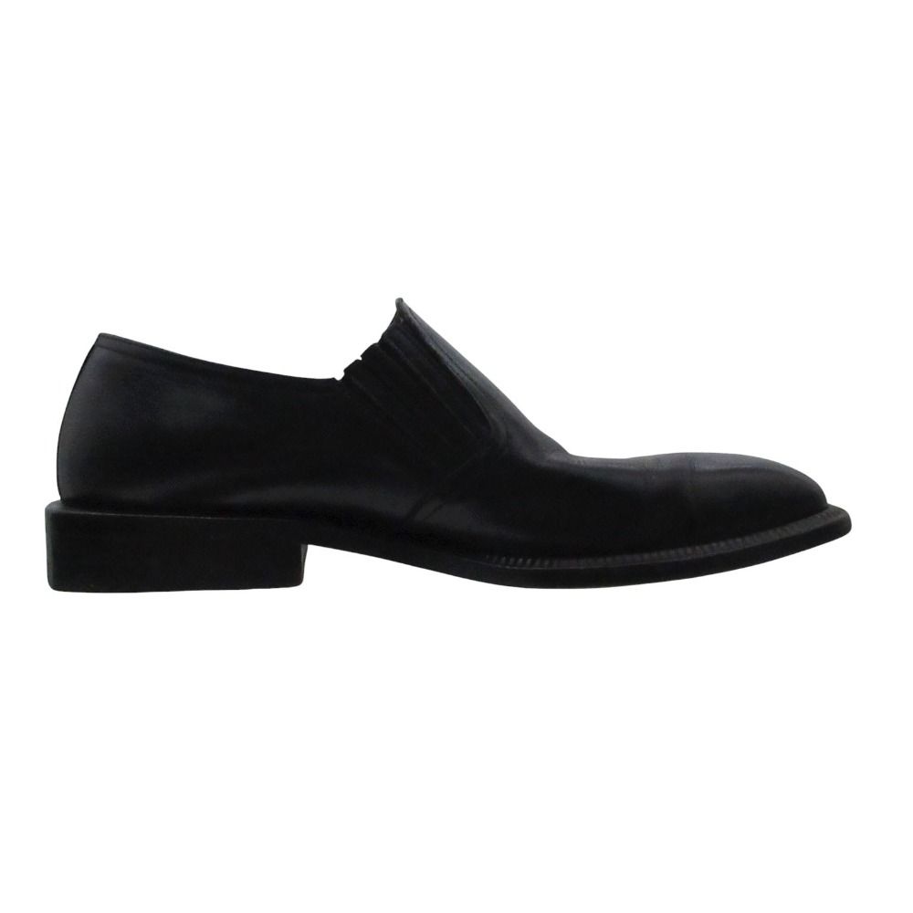 Louis Vuitton Slip on Leather Loafers Shoes Side Gore Square Toe Black 6 — view 2